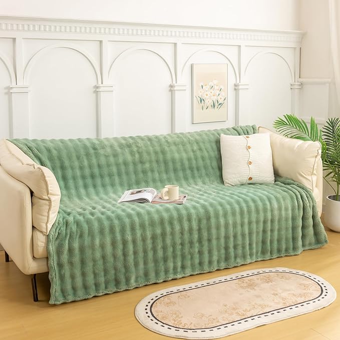 YUSOKI Luxury 3D Bubble Light Weighted Throw Blanket 2.8lb,All Ages,Home Decoration, (Sage Green,60 * 80inches)