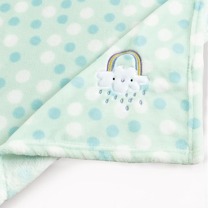 CREVENT 2Pcs 30''X40'' Cute Cozy Fluffy Warm Baby Blankets for Infants Toddlers' Bedding Crib Cot Stroller - Grey Cloud + Rainbow