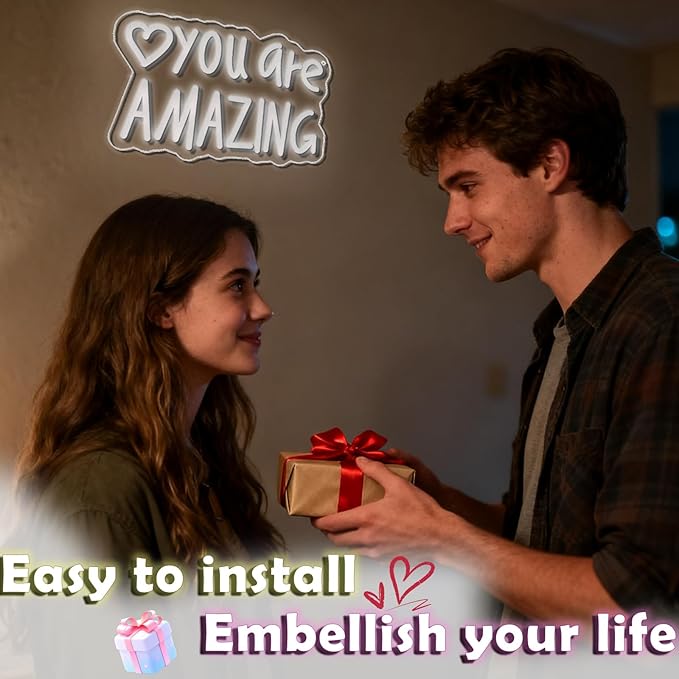 You Are Amazing Neon Sign Wall Decor for Bedroom Class Room Bar Pub Club Nursery Hanging,Dimmable USB Pink Led Light for Wedding Birthday Party Women Christmas Gifts