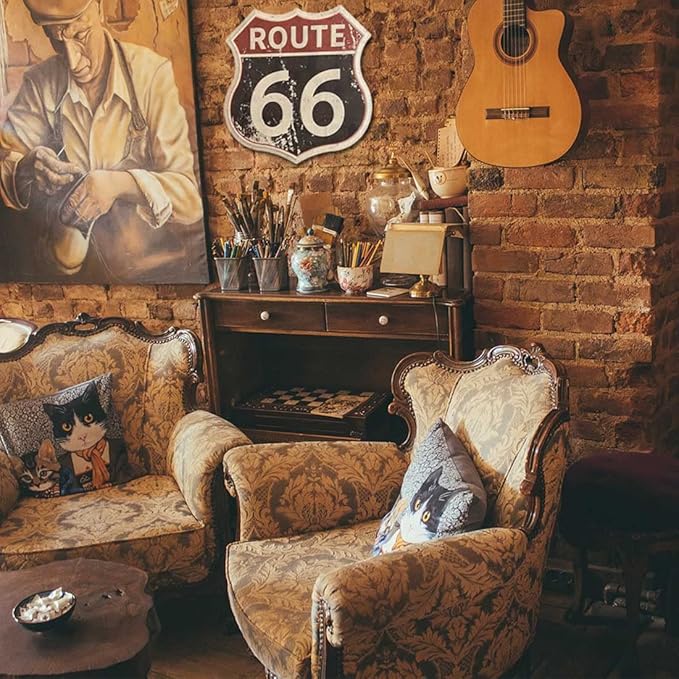 Route 66 Signs Vintage Road Signs High Way Metal Tin Sign for Wall Decor 12" x 12" (Route 66)
