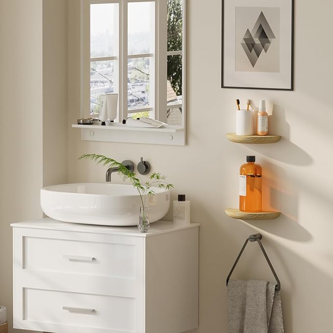 Solid Wood Half Round Floating Wall Shelves | Elegant Floating Shelves, Elevate Your Space. Perfect for Living Rooms, Bathrooms, Bedrooms, Offices, Children's Rooms