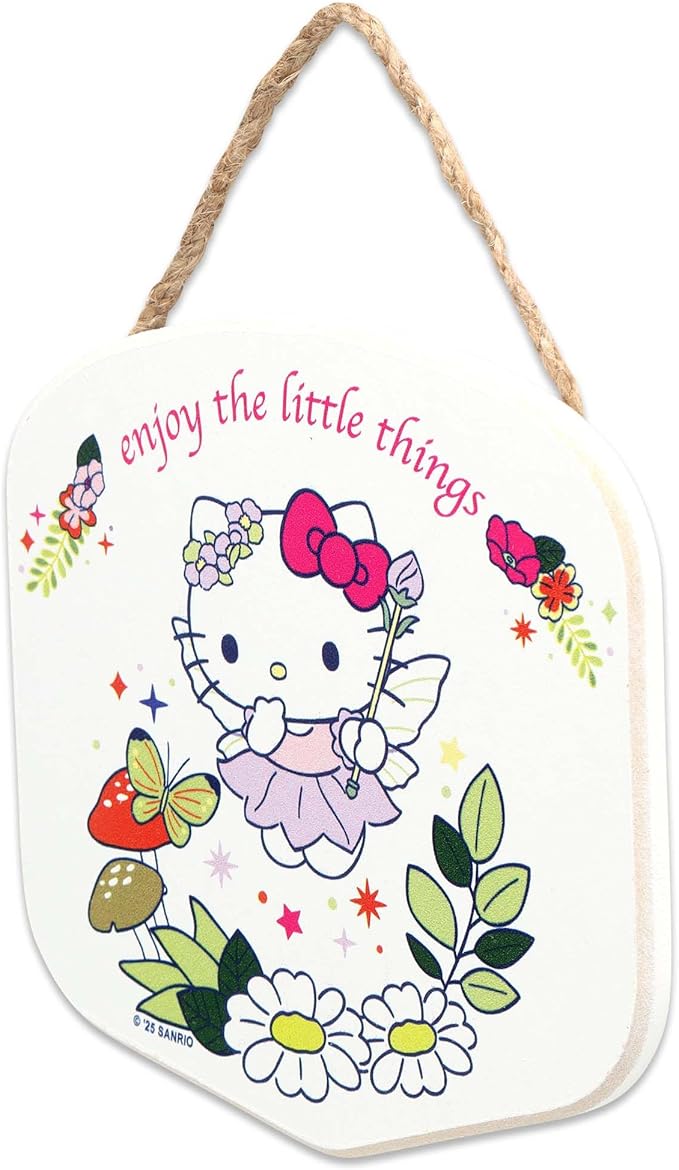 Hello Kitty Fairy Enjoy the Little Things Hanging Wood Wall Decor - Cute Hello Kitty Sign for Home