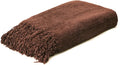 Rust Brown Chenille Throw Blanket for Couch Bed，Soft Cozy Throw Blanket with Handmade Fringe, Decorative Blanket for Sofa Chair Living Room for Gift, (Rust Brown)