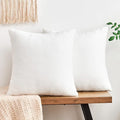 Throw Pillow Covers White Decorative Velvet Set of 2 22x22 Inch Pillow Covers, Soft Large Pillow Covers for Couch Sofa Bed Living Room, Farmhouse Neutral Home Boho Decor, Accent Cushion Cases
