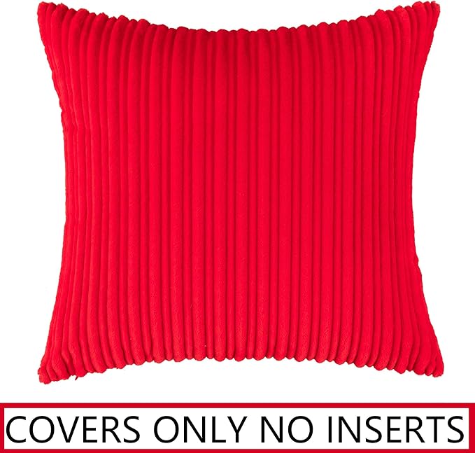 UGASA Valentines Striped Soft Solid Decorative Square Throw Pillow Covers Set Cushion Cases Pillowcases for Sofa Bedroom, 1 Pc, 18x18inch,Red