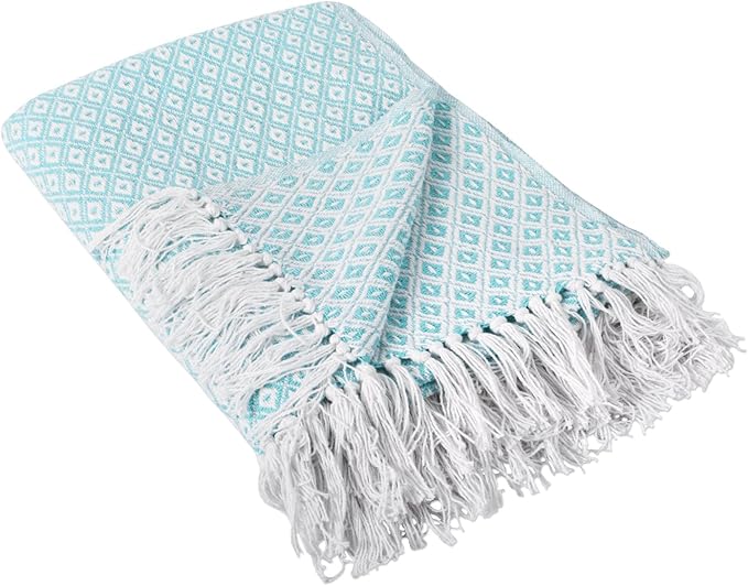 DII Global Mini Diamond Woven Throw, 50x60, Aqua