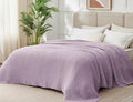 100% Cotton Muslin Blanket Queen 90" x 90", 6 Layers Breathable and Lightweight Cotton Throw Blanket for Bed, Soft Quilt Bedspread Coverlet, Gauze Blanket for Adults All Season, Lavender