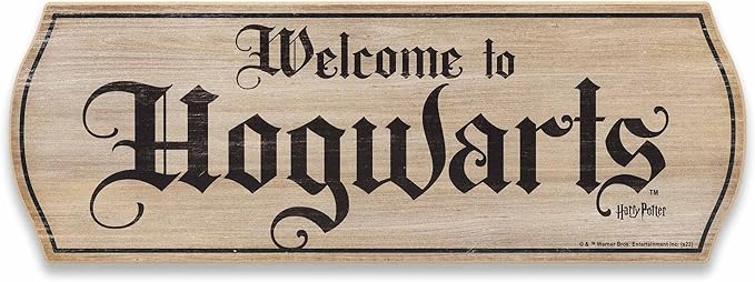 Harry Potter Welcome to Hogwarts Banner Wood Wall Decor - Vintage Hogwarts Sign for Movie Room or Bedroom