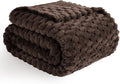 Vessia Flannel Fleece Throw Blanket, 3D Jacquard Brown Fuzzy and Warm Blanket for Couch, Sofa, Bed, 300GSM Super Soft Touch Cozy Home Decor for All Seasons (50x40 inches)