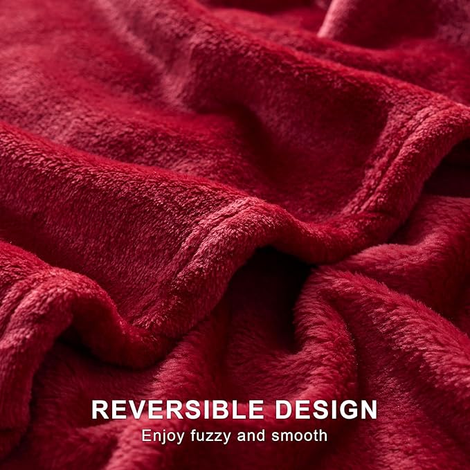 Hansleep Fleece Red Twin Blanket, Super Soft Flannel Fuzzy Plush Cozy Blanket for All Seasons, Red, Twin 60x80 Inches