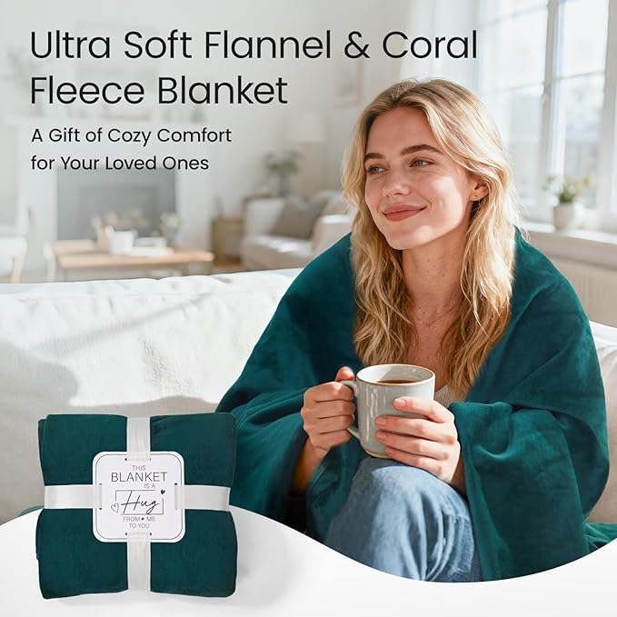 LOOBANI Waterproof Blanket for Bed: Reversible Leakproof King Size Bed Blankets 85" x 108", Soft Flannel & Coral Fleece Bed Blankets Water Resistant for Couch Sofa, Family Camping, Green