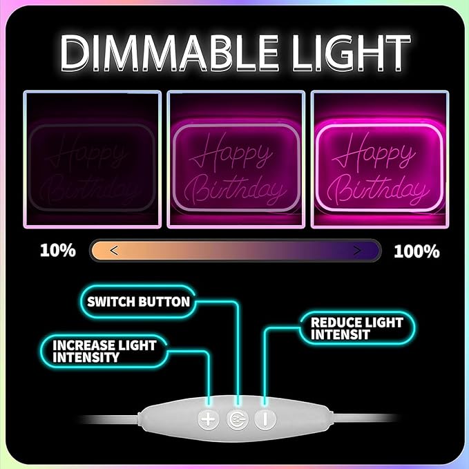 Happy Birthday Neon Signs for Wall Decor，Led Neon Light for Bedroom，Christmas Birthday Party Gift