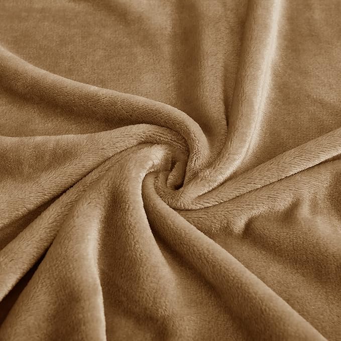 StangH Camel Fleece Bed Blanket Queen Size - Flannel Super Soft Throw Blanket for Babies, Cozy Microfiber Plush Fuzzy Blankets for Couch Sofa Decoration, (Queen Size 90 x 90, Camel)