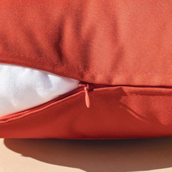 MIULEE Pack of 2 Decorative Outdoor Waterproof Pillow Covers Square Garden Cushion Sham Throw Pillowcase Shell for Fall Patio Tent Couch 16x16 Inch Burnt Brick