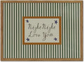 Vintage Night Night Love You Wall Art Mid Century Striped Nursery Bed Wall Decor Picture, Kids Good Old Days Poster Canvas Print Artwork for Child Bedroom Living Room12x16 inch Wood Framed