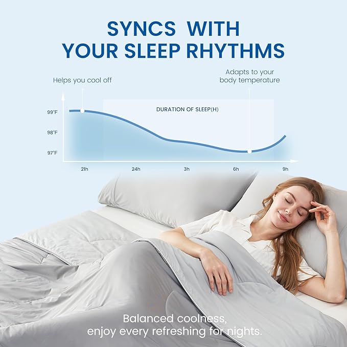 Cozy Bliss Cooling Comforter Cali King Size, Reversible Lightweight Cooling Blankets for Hot Sleepers and Night Sweats, Q-Max>0.45 Soft Breathable Silky Smooth Summer Comforter, Cool Grey, 106"x96"