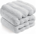 Touchat Luxury Faux Rabbit Fur Throw Blanket for Couch,Super Heavy Warm Cozy Blanket for Sofa Bedroom Living Room,Ultra Soft Fluffy Reversible Plush Blanket for Home Decor Gifts,Grey