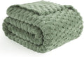 Vessia Flannel Fleece Throw Blanket, 3D Jacquard Sage Green Fuzzy and Warm Blanket for Couch, Sofa, Bed, 300GSM Super Soft Touch Cozy Home Decor for All Seasons (50x40 inches)