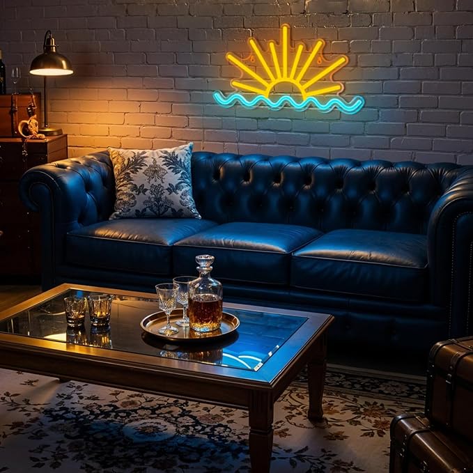 Sunset Neon Sign Sun Wave Neon Signs for Wall Decor USB Powered Led Neon Light Sign forBedroom, Beach Bar, Party, Man Cave, Living Room,Dimmable Led Sign