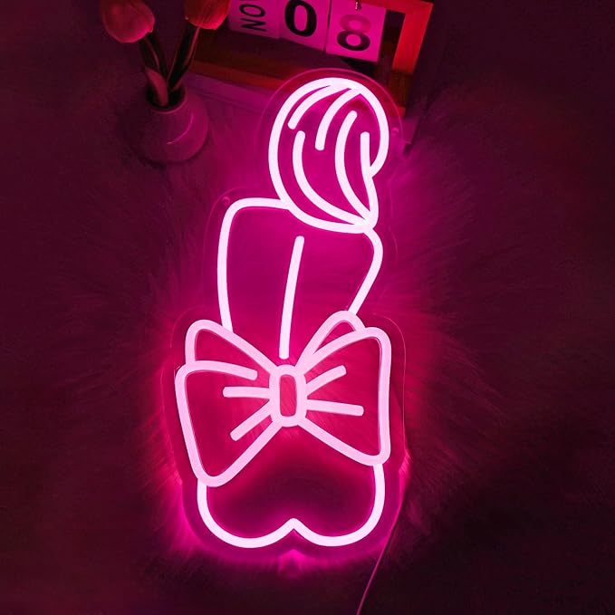 Bow Lady Neon Sign, Neon Signs for Wall Decor Neon Pink LED Signs Room Neon Light Up Signs Home Decor for Bedroom Club Party Bar Shop USB Operated