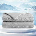 Cozy Bliss Seersucker Cooling Comforter Twin Size, Q-Max 0.45 Reversible Lightweight Cooling Blanket, Breathable Silk Smooth Summer Bedding Quilt for Hot Sleepers Night Sweats Light Grey