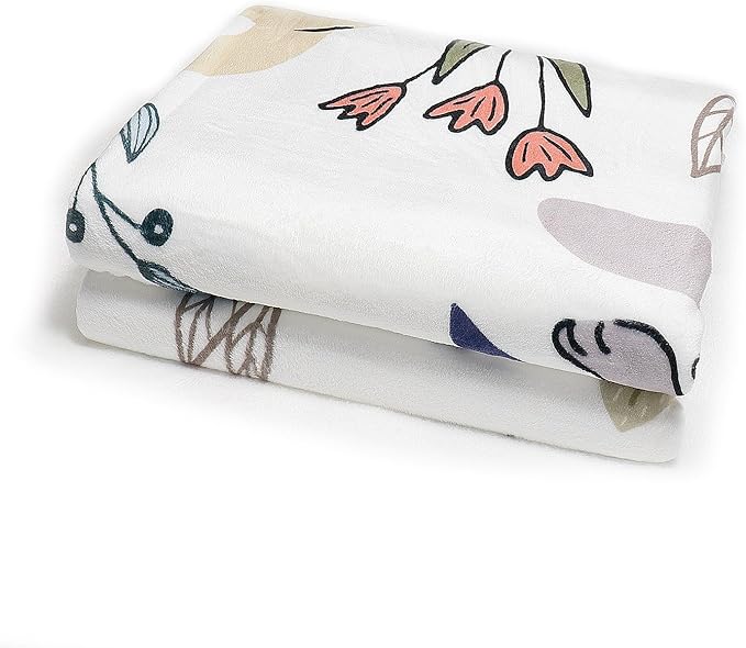 Cat Throw Blanket Floral Flower Blankets Gift for Cat Lover Throw Blanket Cats Themed Flannel Cozy Fuzzy Plush Blankets for Bed Chair Couch 50" X 60"
