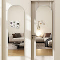 Arched Full Length Door Mirror 14x48, Metal Frame with Protective Film, No-Drilling Hanging or Wall Mount, Hooks & Hardware Included, Full Body Mirror for Bedroom, Dorm, White