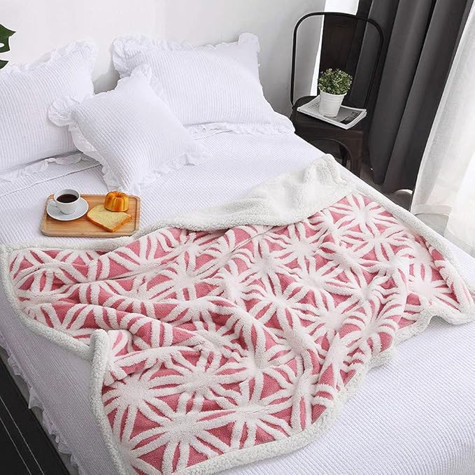 LOMAO Sherpa Fleece Blanket Easter Gifts for Mom Cozy Soft Throw Blanket for Women Men Dual Sided Couch Sofa Bed Blanket (Pink,51x63)