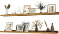 Long Floating Shelves for Wall Decor, Long Wall Mounted Storage Shelf for Bedroom, Living Room, Bathroom, Kitchen, Nursery, Display Picture Ledge Shelf with Lip Set of 2-48 Inches, Oak