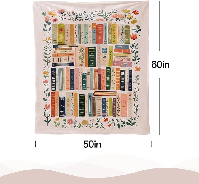 Book Lovers Gifts, Reading Blanket for Readers, Bookish Book Club Reading Librarian Gifts Blanket 60"x50" (Pink)