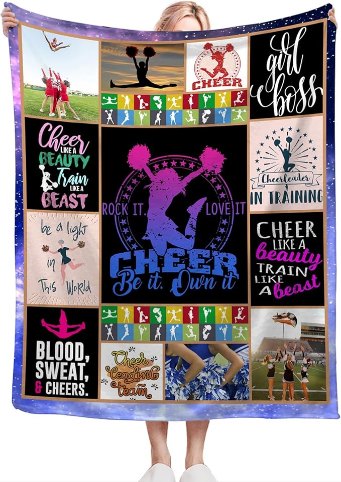 Cheerleader Blanket Cheerleader Throw Blanket Cheerleading Decor Stuff Cozy Flannel Fleece Soft Plush Fuzzy Warm Lightweight Bedding Gifts for Women Girls Kids 80"X60"