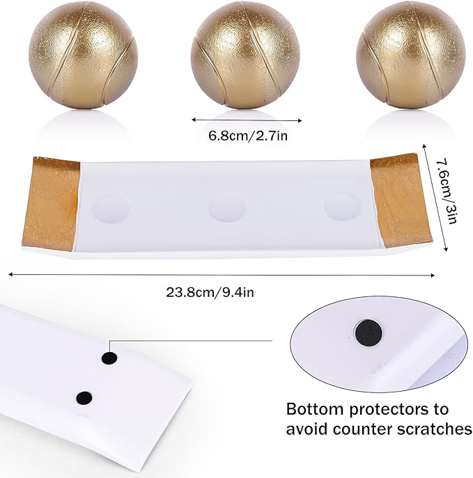 LCCCK Decorative Tray with Balls Set, White Gold Decor Orbs TV Stand, Coffee Table Centerpiece, Elegant Orbs Decorative Balls for Dining Kitchen Console Fireplace Decor Centro De Mesa De Comedor