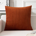 UGASA Fall Velvet 24x24 Inch Soft Throw Pillow Cover Boho Farmhouse Decorative Corduroy Striped Both Sides Solid Square Cushion Case for Couch Bedroom Sofa Home, 1 Piece, Burnt Orange