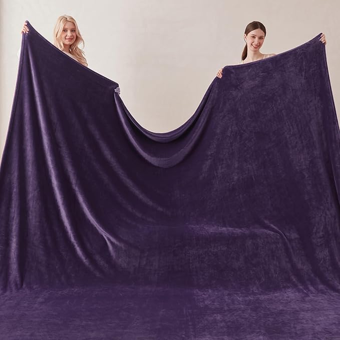 COOVA Oversized King Fleece Blanket 120x120 inches, Soft Cozy Warm Giant Extra Large 10'x10' Blanket for Bed, Sofa, Couch,Travel, Camping, California Huge Flannel Big Throw Blanket, Pueple
