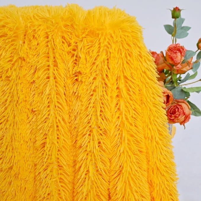 Ultra Soft Plush Blanket - Cozy Furry Throw for Bed, Sofa & Couch - Warm Fuzzy Fur Quilt - Super Snug & Luxurious - Perfect for Gifting (63x79 Inches, Yellow)