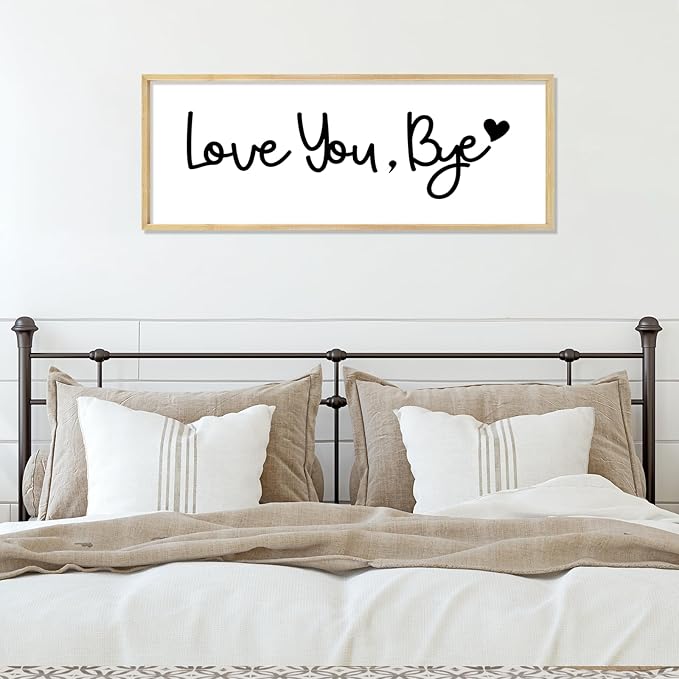 YWJKWLGS Farmhouse Wall Art Decor - Oversized 32x12 Inch Love You, Bye Door Sign for Entryway & Mudroom | Premium Wood Framed, The Last Thing They See Before Leaving Home (Rustic Wood)