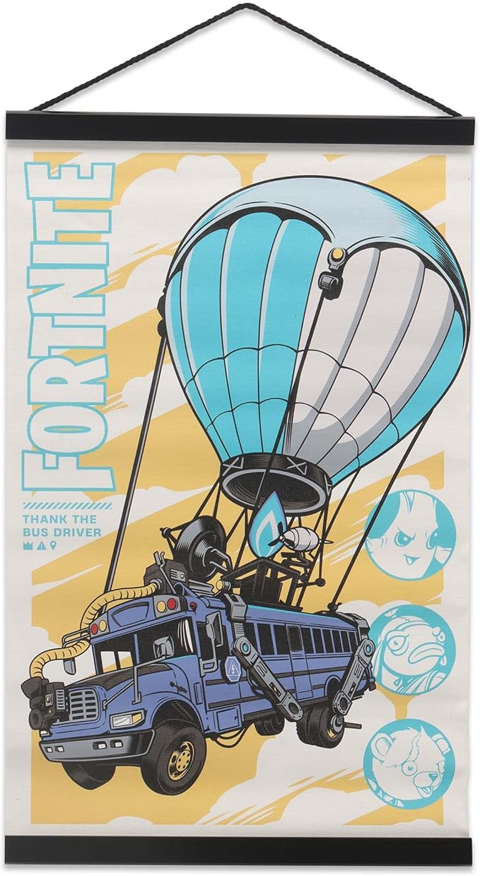 Fortnite Battle Bus Hanging Canvas Banner - Fun Fortnite Wall Decor for Game Room or Bedroom