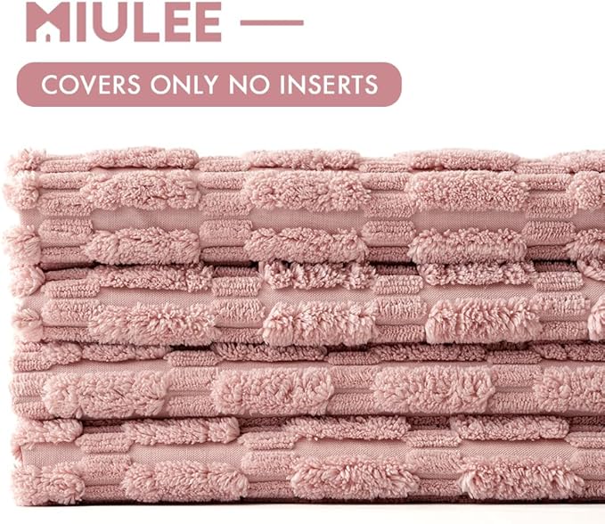 MIULEE Pack of 4 Blush Pink Corduroy Decorative Valentines Throw Pillow Covers 18x18 Inch Soft Spring Boho Striped Pillow Covers Modern Farmhouse Home Decor for Sofa Living Room Couch Bed