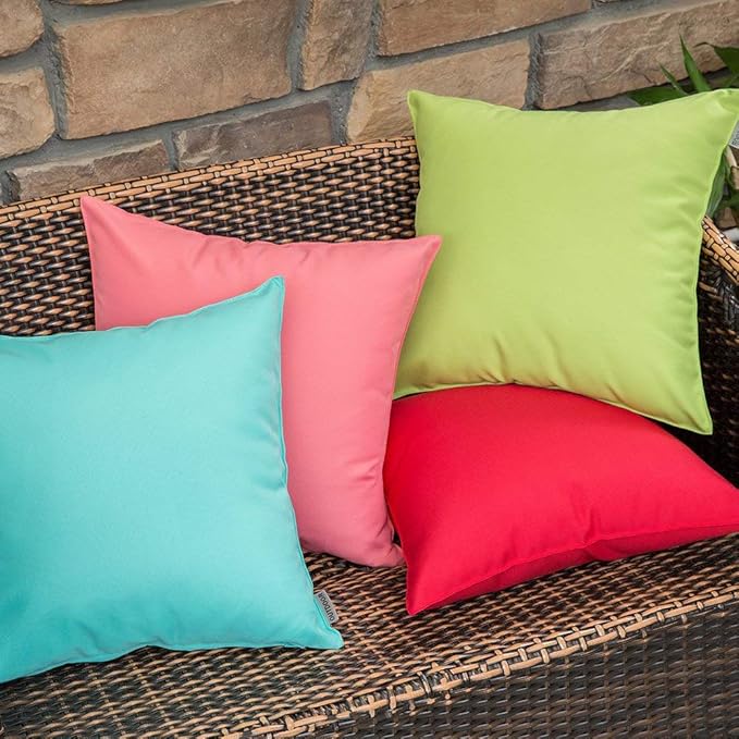 MIULEE Pack of 2 Decorative Pillow Covers Square Cushion Sham Throw Pillowcase Summer Shell Waterproof for Indoor Couch Chair Sofa Patio 16x16 Inch Light Green
