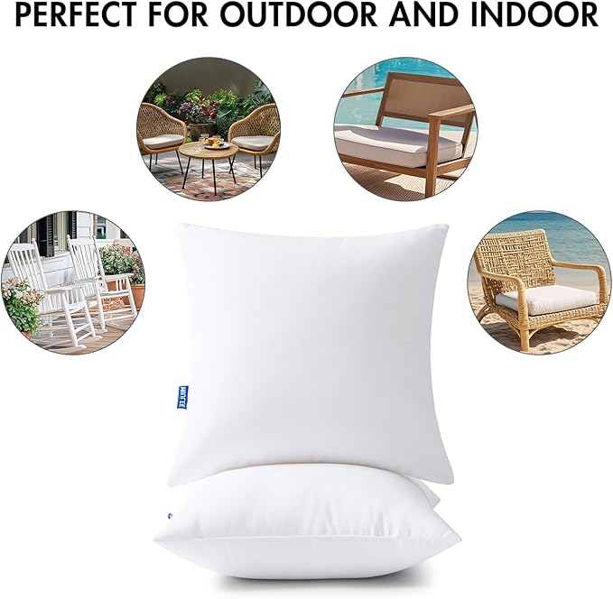 MIULEE 18x18 Outdoor Pillows,Set of 2 Throw Pillows Waterproof,Soft Support Throw Inserts Decorative Water Resistant for Patio Furniture and Garden