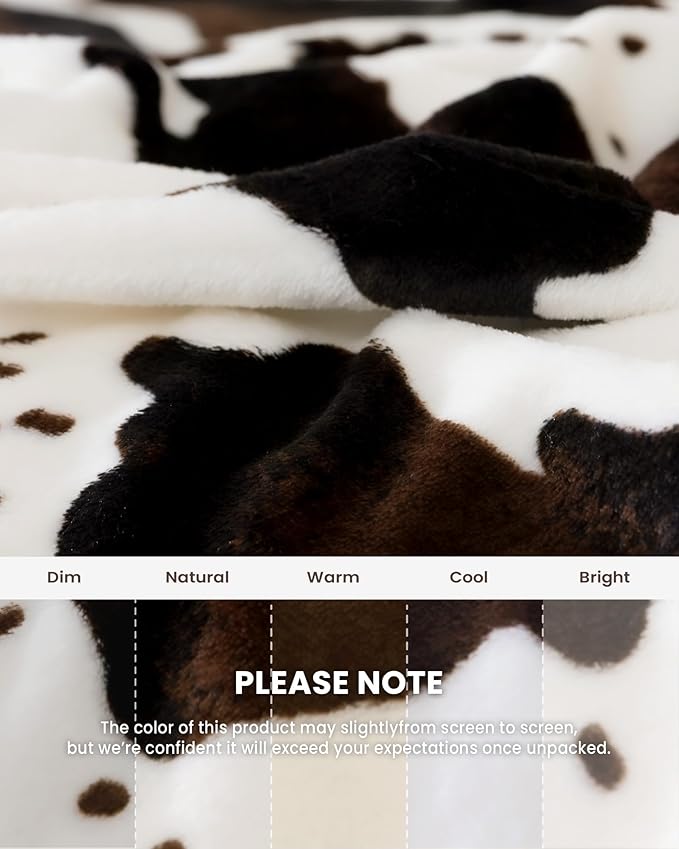 Cow Print Blanket Ultra Soft Flannel Throw Blanket for Couch Bed, Cute Cozy Lightweight All-Season Fleece Blanket, Gift for Women & Girls, 50×60 Inches Black & White