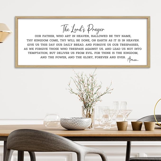 The Lords Our Father Prayer Wall Decor Bible Verse Sign 40"×15" Christian Scripture Large Wood Framed Do It Anyway Wall Hanging Art (Wood)