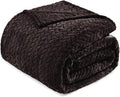 Exclusivo Mezcla Fleece King Size Blanket for Bed, 90x104 Inches Soft Cozy Jacquard Flannel Blankets, Lightweight Fuzzy Plush Warm for Women, Coffee