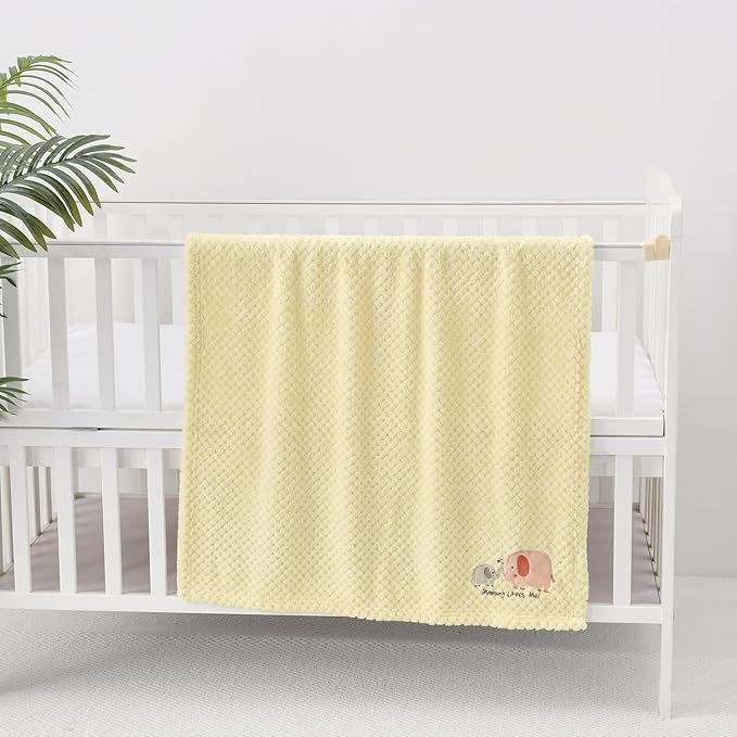 CREVENT 2Pcs 30''X40'' Cute Cozy Fluffy Warm Baby Blankets for Infants Toddlers' Bedding Crib Cot Stroller - Grey Cloud + Elephant