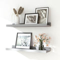 Floating Shelves for Wall Decor, Wall Mounted Wood Storage Shelf for Bedroom, Living Room, Bathroom, Kitchen, Nursery, Display Picture Ledge Shelf with Lip Set of 2-16 Inches, Grey