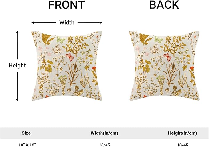 AEIOAE Summer Pillow Covers 18x18 Inch Set of 2,Yellow Wild Flower Plant Throw Pillows Case,Seasonal Floral Outdoor Decorative Square Linen Farmhouse Decor Cushion Covers for Home Sofa Bed Couch