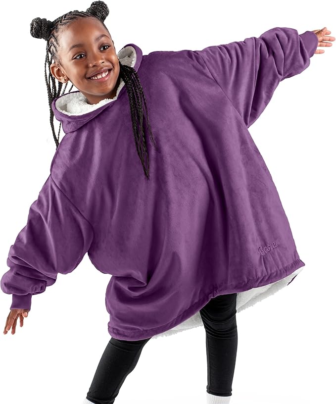 Bare Home Wearable Blanket Hoodie - Soft Plush Sherpa - Warm and Cozy - Oversized Wearable Blanket - Adult & Kid Sizes