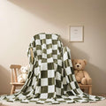 Richave Checkered Throw Blanket,Premium Lightweight Anti-Static 50x60 Inches Travel Size Sage Green Throw Blankets for Couch, Sofa, Chair, Bed, Camping, Picnic,Sage Green