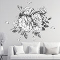 Zonon 6 Pcs Flowers Wall Decals Stickers Vinyl Removable Peel and Stick Colorful Dragonflies Floral Wall Murals Decor for Bedroom Living Room Nursery(Floral Peony)