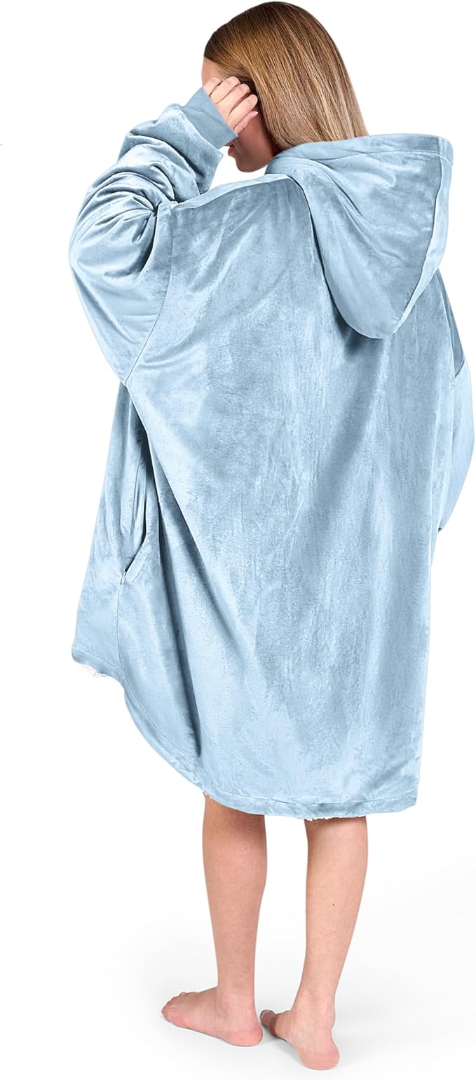 Bare Home Wearable Blanket Hoodie - Soft Plush Sherpa - Warm and Cozy - Oversized Wearable Blanket - Adult & Kid Sizes
